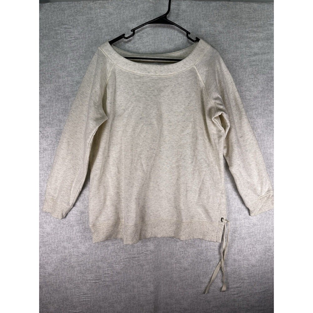 T by Talbots Off White Cotton Blend Long Sleeve Soft Sweatshirt Sz 1X Side Tie